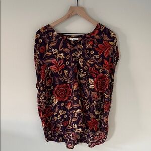 Maurices Red and Purple Floral Blouse